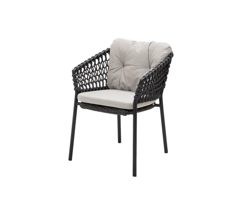 Ocean chair de Cane-line en Dark grey, round open Soft Rope, Sand, Natté – photo du produit