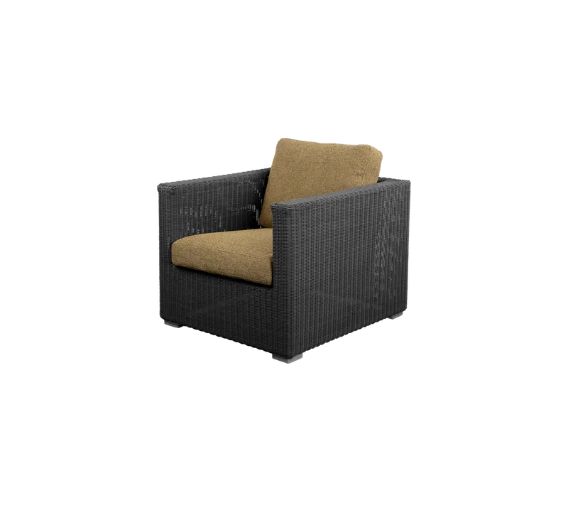 Chester lounge chair de Cane-line en Graphite, large round Weave, Turmeric yellow, Rise w/QuickDry & Airflow – photo du produit