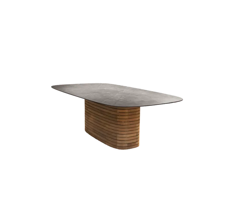 Mellow dining table, oval - medium de Cane-line en Teak, Taupe, Ceramic w/rounded corners – photo du produit