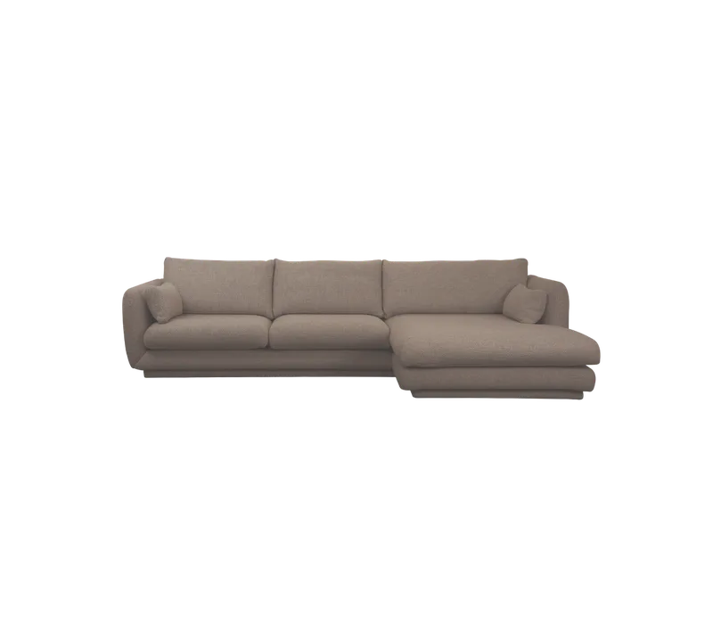 Bloom 2-seater sofa with chaise longue, left and plinth von Cane-line in Brown, Prosecco – Produktfoto