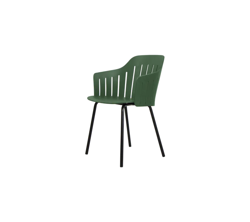 Choice chair with 4 legs de Cane-line en Dark green, polypropylene, up to 98% recycled, Black, steel, indoor – photo du produit