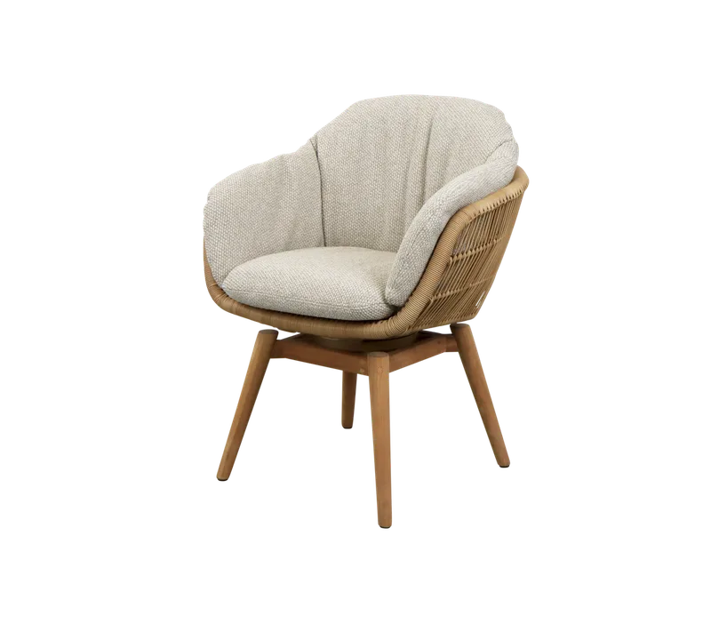 Stay chair w/teak swivel by Cane-line in Natural, small round core Weave w/teak, Desert sand, Rise w/QuickDry & Airflow – product photo