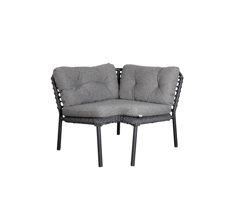 Ocean corner module de Cane-line en Dark grey, round open Soft Rope, Dark grey, Wove w/QuickDry & Airflow – photo du produit