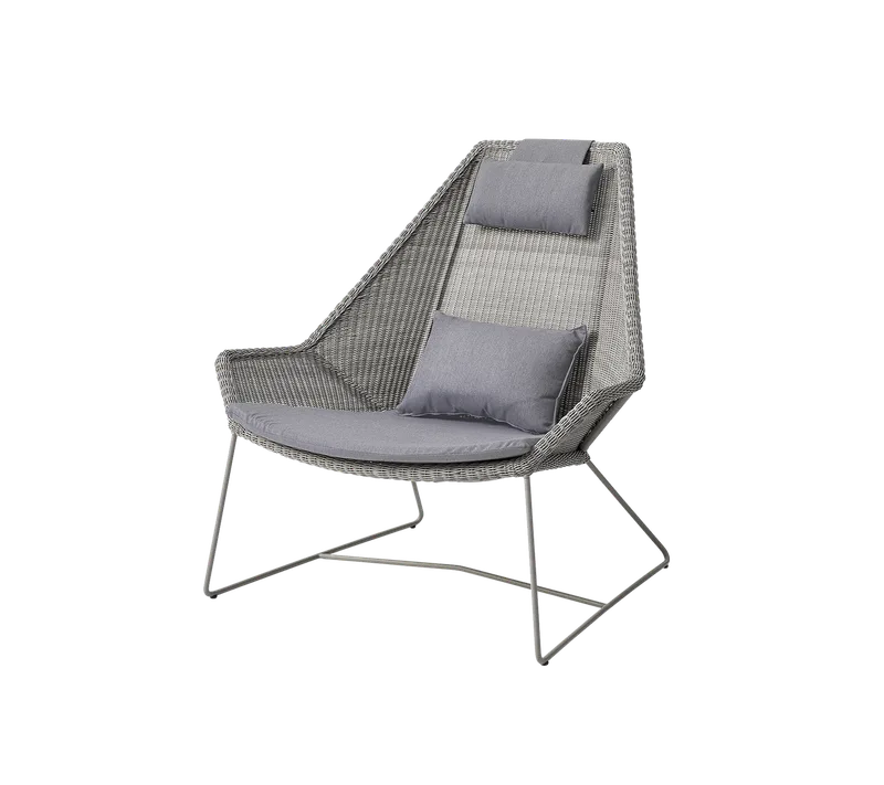 Breeze highback chair by Cane-line in Taupe, small round Weave, Grey, Natté – product photo