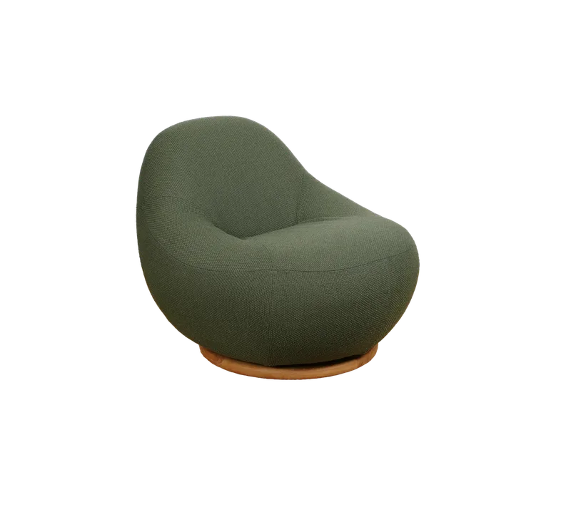 Gem lounge chair w/teak swivel by Cane-line in Teak incl. dark green Rise w/QuickDry & Airflow – product photo