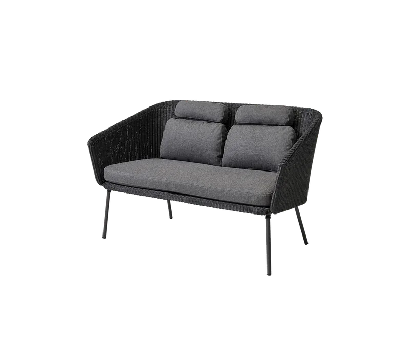 Mega bench de Cane-line en Graphite, small round Weave incl. grey AirTouch w/QuickDry & Airflow – photo du produit