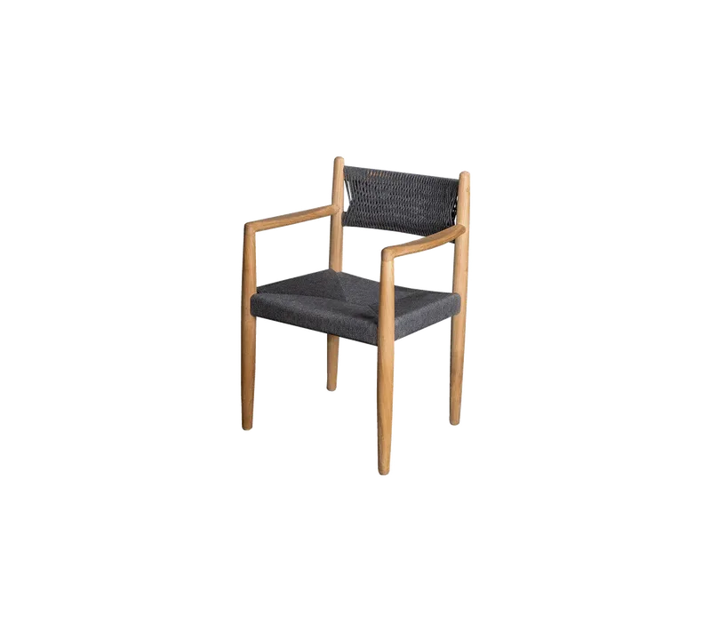 Royal armchair von Cane-line in Dark grey, medium flat Soft Rope w/teak – Produktfoto