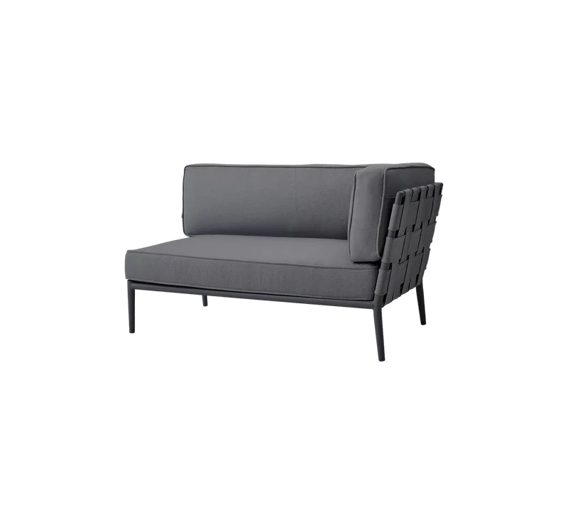 Conic 2-seater sofa, left module van Cane-line in Grey, AirTouch w/QuickDry & Airflow – productfoto