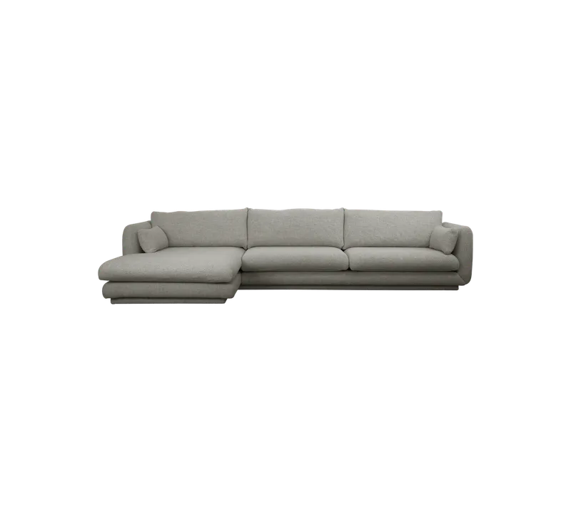 Bloom 3-seater sofa with chaise longue, right and plinth de Cane-line en Light grey, Essence – photo du produit