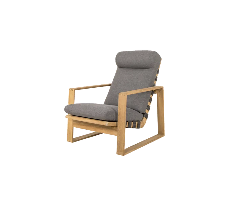 Endless Soft highback chair van Cane-line in Grey, AirTouch w/teak incl. QuickDry & Airflow – productfoto