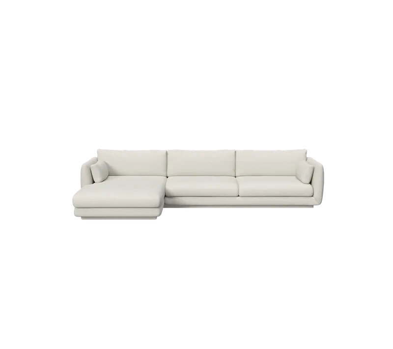 Bloom 3-seater sofa with chaise longue, right and plinth von Cane-line in Sand, Lola – Produktfoto