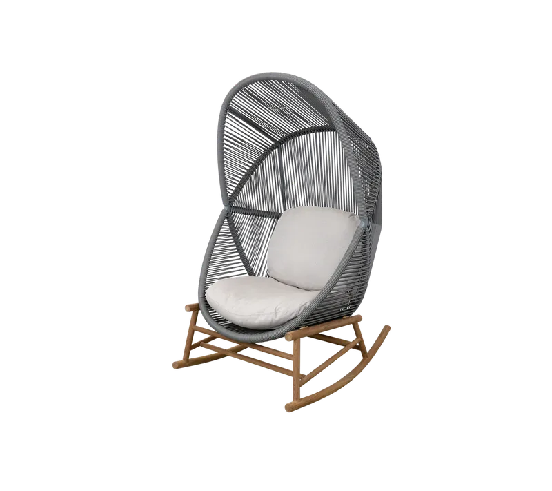 Hive rocking chair by Cane-line in Dusty green, small round core Weave, Teak, Sand, AirTouch w/QuickDry & Airflow – product photo