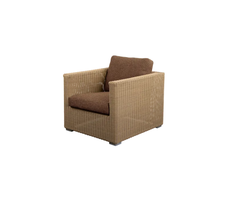 Chester lounge chair von Cane-line in Natural, large round Weave, Umber brown, Rise w/QuickDry & Airflow – Produktfoto