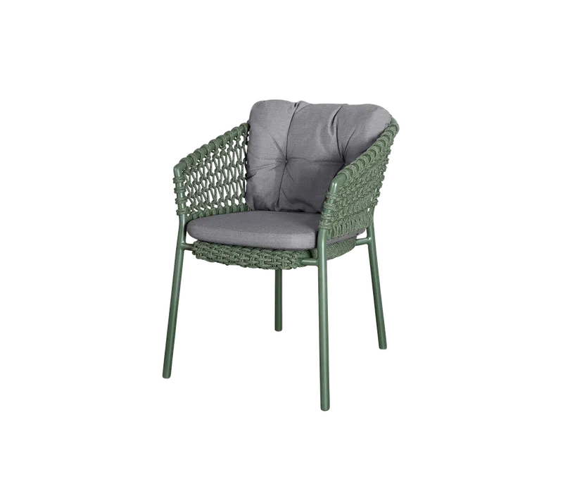 Ocean chair by Cane-line in Dark green, round open Soft Rope, Grey, Natté – product photo