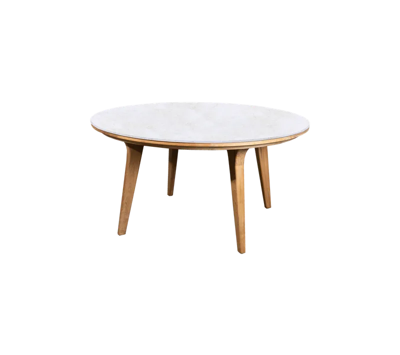 Aspect dining table, dia. 144 cm by Cane-line in Teak, Travertine look, Ceramic – product photo