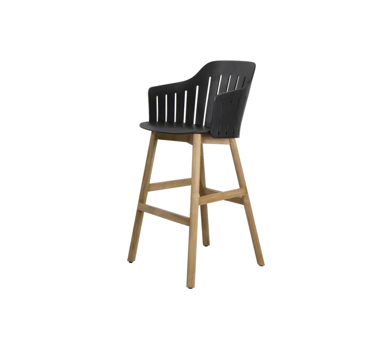 Choice bar chair by Cane-line in Black, polypropylene, up to 98% recycled, Teak – product photo 2 of 2