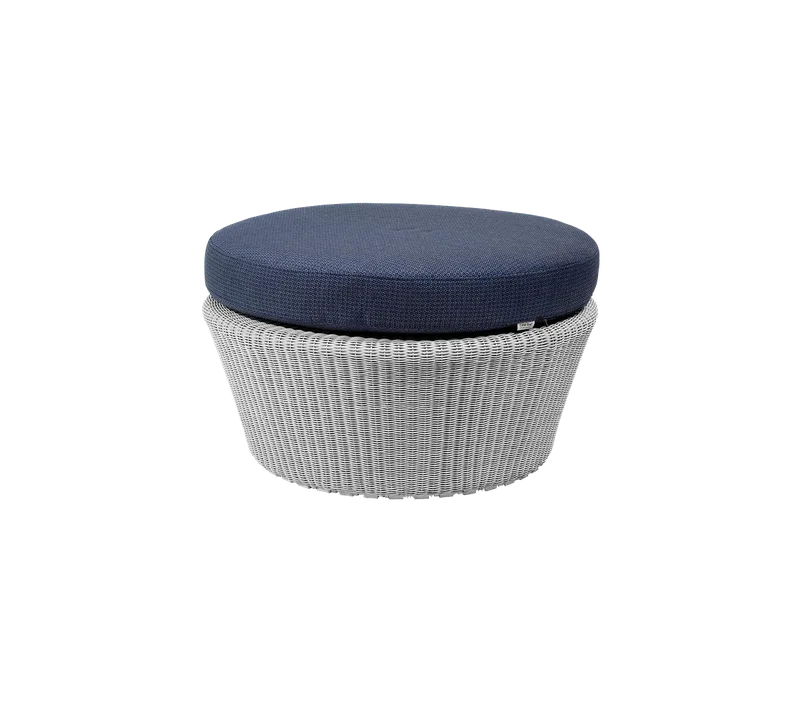 Kingston footstool, large by Cane-line in White grey, small round Weave, Blue, Link w/QuickDry & Airflow – product photo