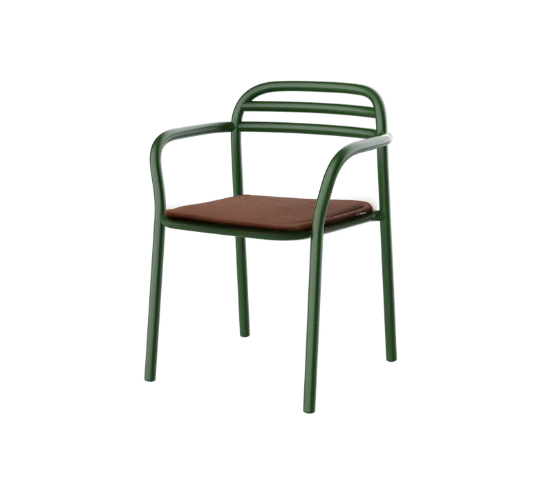 Bliss armchair by Cane-line in Dark green, aluminium, Desert red, Delight w/QuickDry & Airflow – product photo