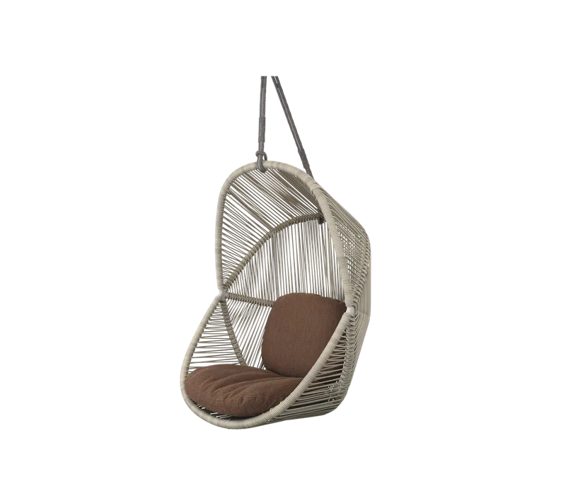 Hive chair by Cane-line in Sand, small round core Weave, Taupe, string Soft Rope, Umber brown, Rise w/QuickDry & Airflow – product photo