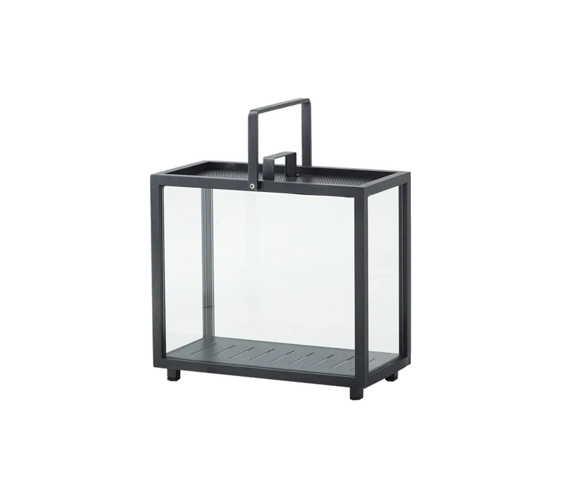 Lighthouse lantern, rectangular by Cane-line in Lava grey, aluminium – product photo