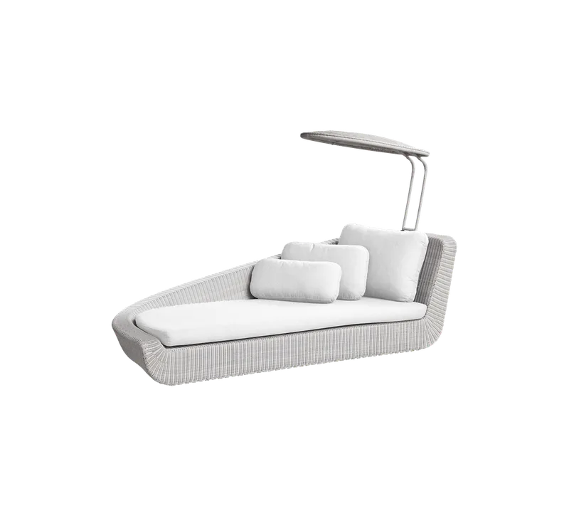 Savannah daybed, right module van Cane-line in White grey, large round Weave, White, Natté w/QuickDry & Airflow – productfoto