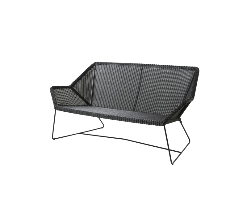 Breeze 2-seater sofa van Cane-line in Black, small round Weave, Geen – productfoto