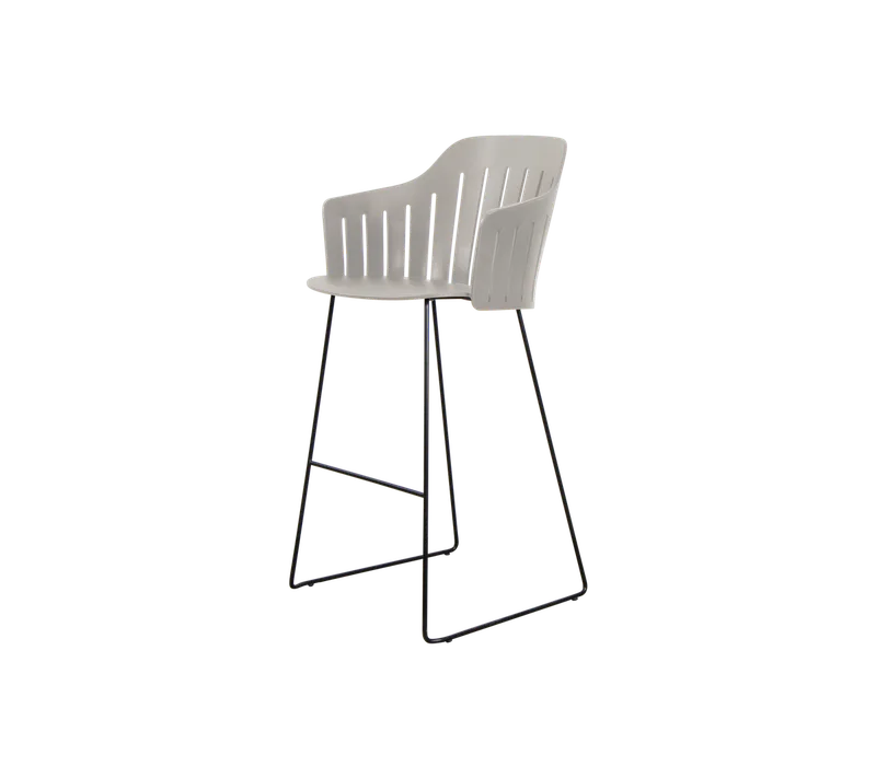 Choice bar chair by Cane-line in Taupe, polypropylene, up to 98% recycled, Black, galvanized steel w/4legs – product photo 2 of 2