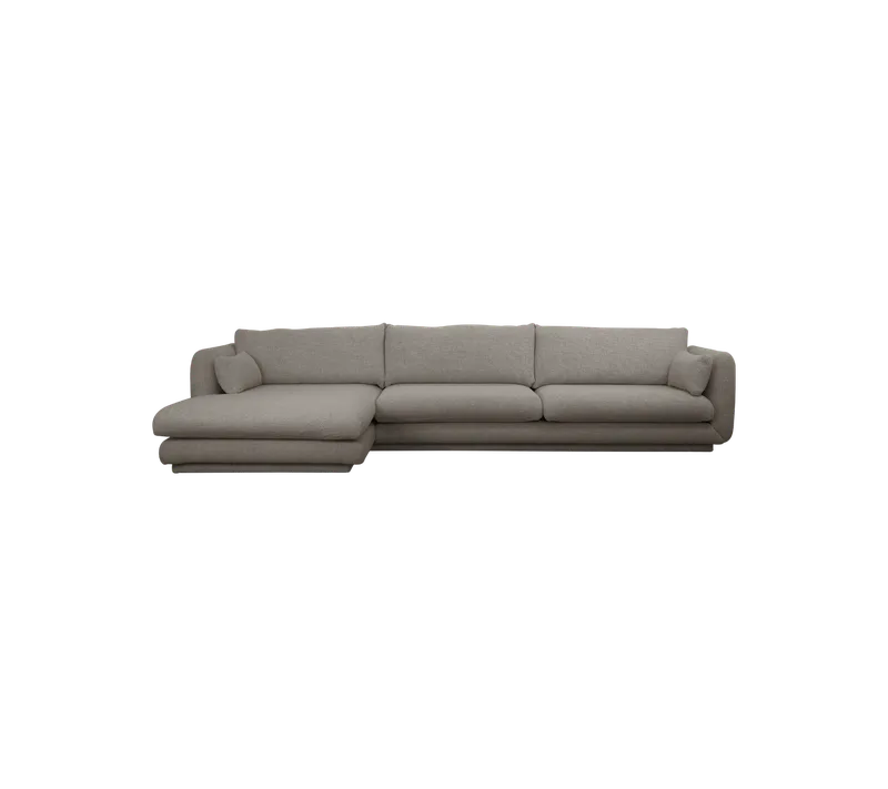 Bloom 3-seater sofa with chaise longue, right and plinth by Cane-line in Light brown, Essence – product photo