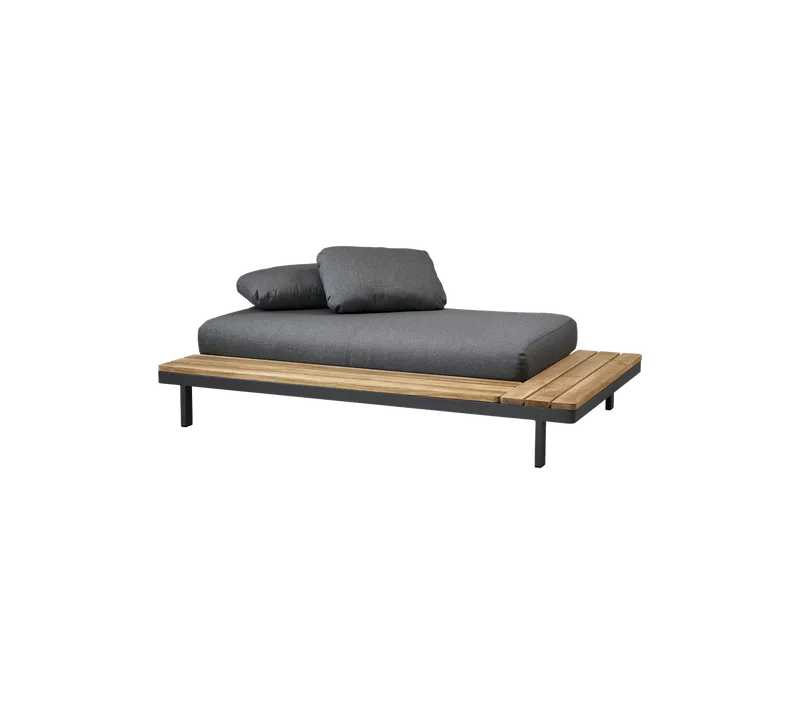 Space 2-seater module sofa van Cane-line in Grey, AirTouch w/QuickDry & Airflow, Teak, Teak – productfoto