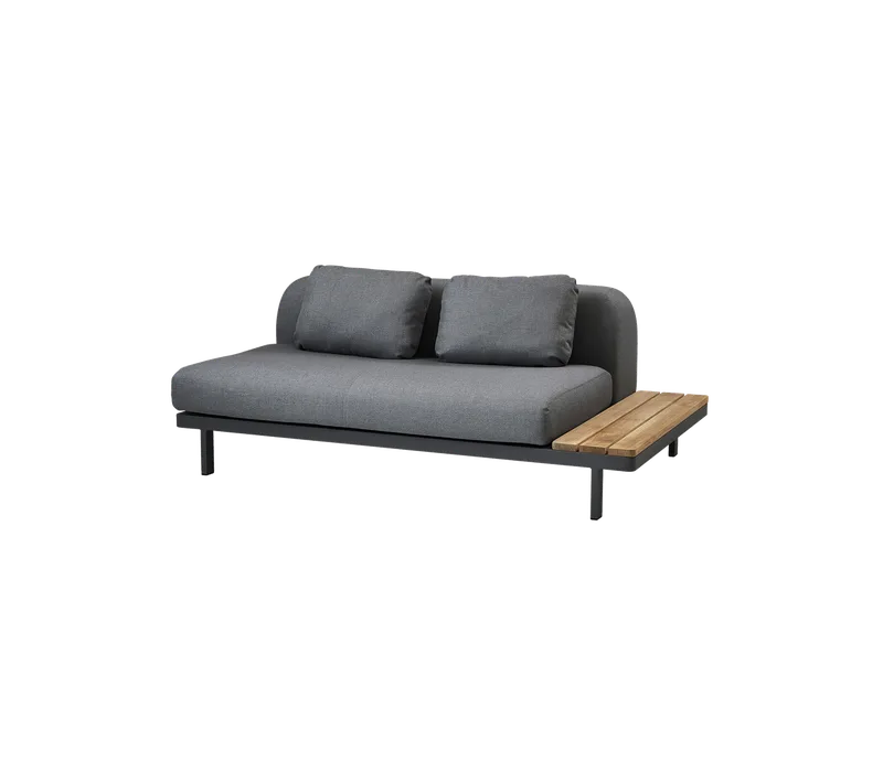 Space 2-seater module sofa van Cane-line in Grey, AirTouch w/QuickDry & Airflow, Grey, AirTouch w/QuickDry & Airflow, Teak – productfoto