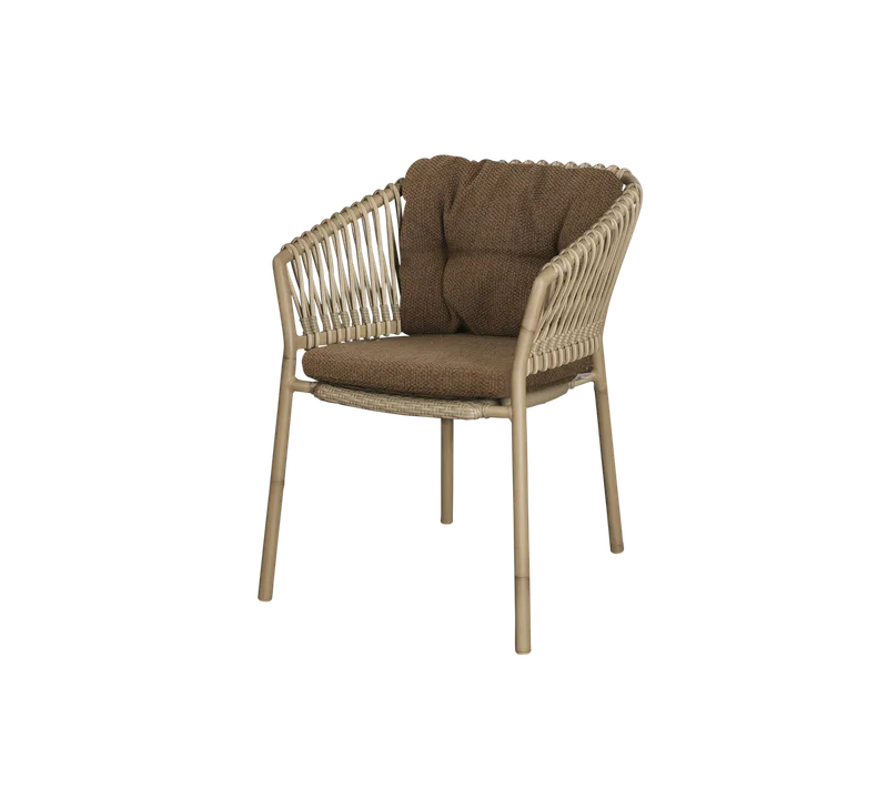 Ocean chair de Cane-line en Natural, aluminium w/natural, medium round sticks Weave, Umber brown, Rise – photo du produit