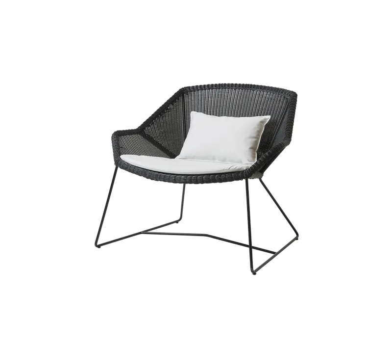 Breeze lounge chair de Cane-line en Black, small round Weave, White, Natté – photo du produit