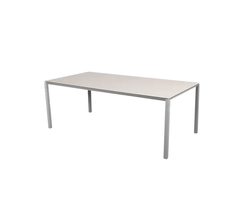 Pure dining table, 200x100 cm van Cane-line in Light grey, aluminium, Toscana sand, ceramic – productfoto