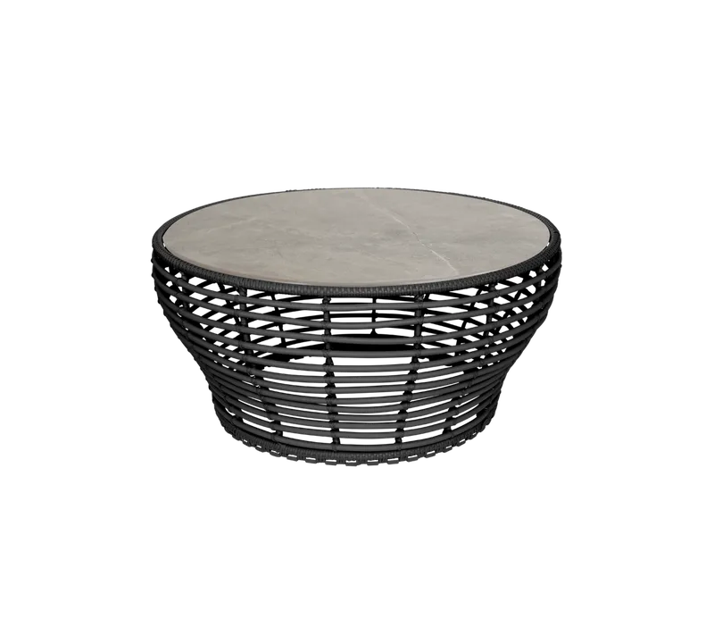 Basket coffee table, large van Cane-line in Graphite, braid Weave, Taupe, Ceramic – productfoto