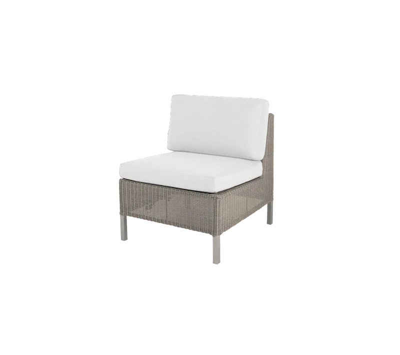 Connect dining lounge single seater module von Cane-line in Taupe, large round Weave, White, Natté w/QuickDry & Airflow – Produktfoto