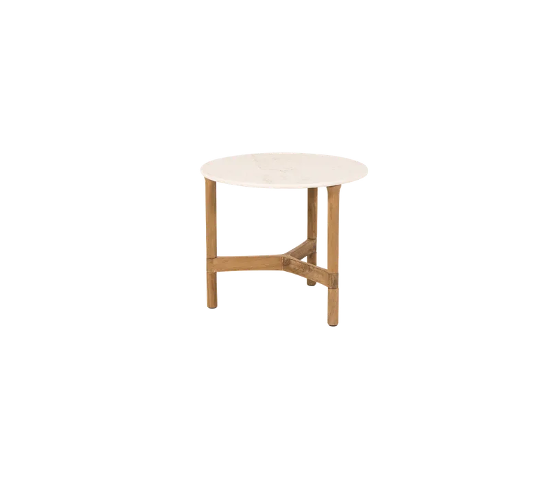 Twist coffee table, small von Cane-line in Teak, Travertine look, Ceramic – Produktfoto