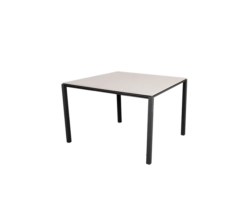 Pure dining table, 100x100 cm by Cane-line in Lava grey, aluminium, Toscana sand, ceramic – product photo
