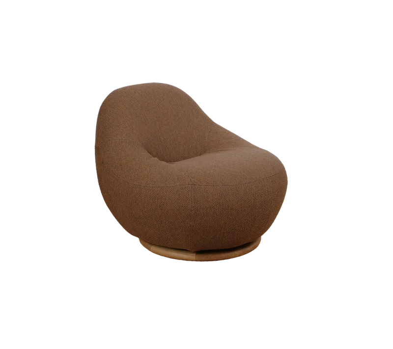 Gem lounge chair w/teak swivel van Cane-line in Teak incl. umber brown Rise w/QuickDry & Airflow – productfoto