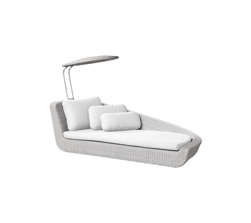 Savannah daybed, left module by Cane-line in White grey, large round Weave, White, Natté w/QuickDry & Airflow – product photo