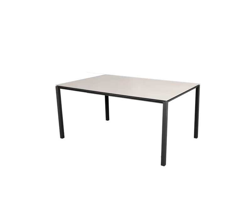 Pure dining table, 150x90 cm by Cane-line in Lava grey, aluminium, Toscana sand, ceramic – product photo
