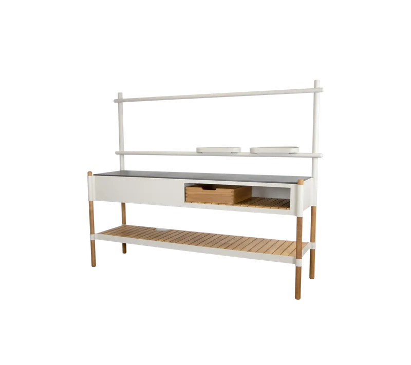 Sticks kitchen by Cane-line in Fossil black, ceramic, Sand, Aluminium, Teak – product photo