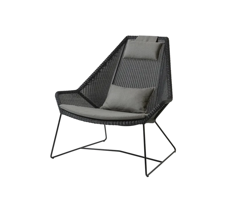 Breeze highback chair van Cane-line in Black, small round Weave, Taupe, Natté – productfoto