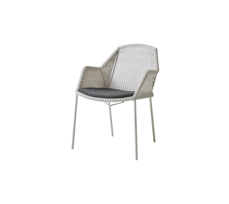 Breeze chair, stackable van Cane-line in White grey, small round Weave, Black, Natté – productfoto