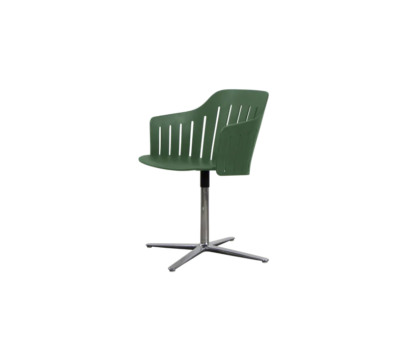 Choice chair with swivel base by Cane-line in Dark green, polypropylene, up to 98% recycled, Polished, aluminium – product photo