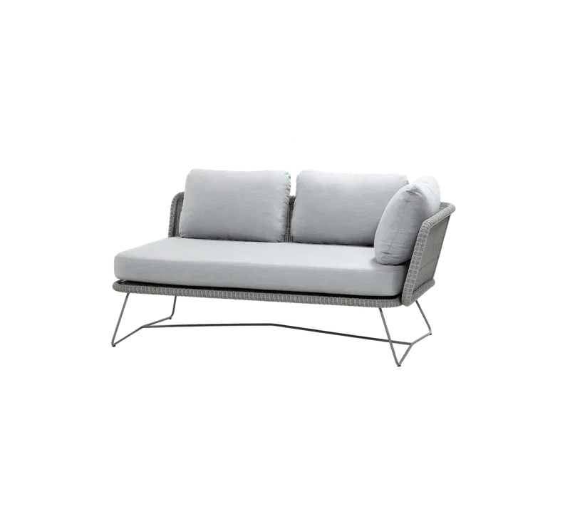 Horizon 2-seater sofa, left module by Cane-line in Light grey, small round Weave incl. light grey Natté w/QuickDry & Airflow – product photo