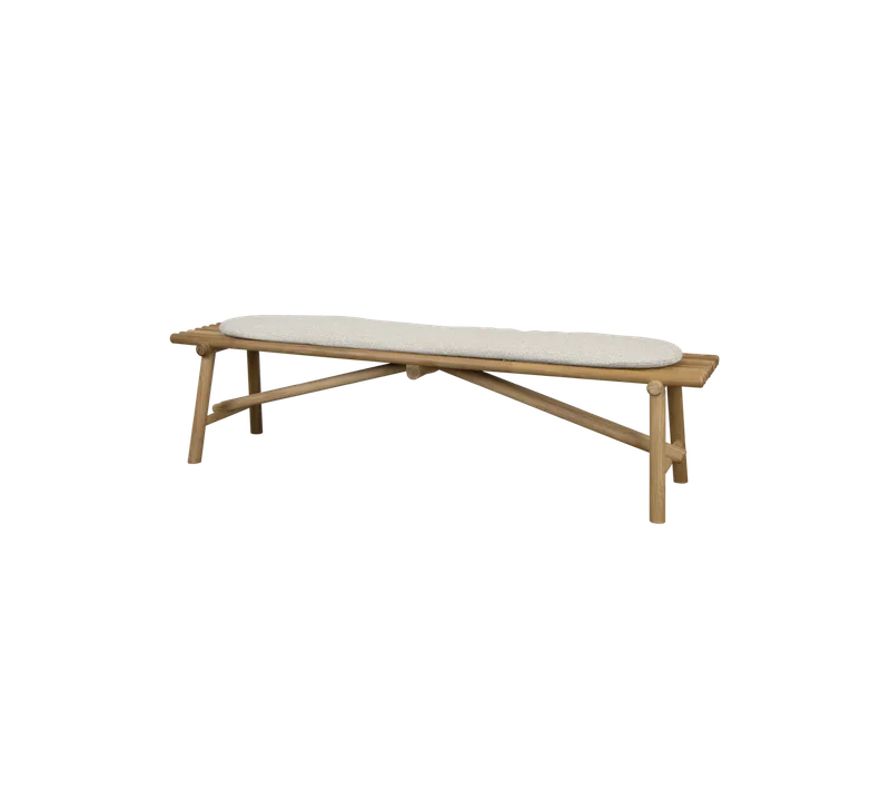 Sticks bench van Cane-line in Teak, Desert sand, Rise w/QuickDry & Airflow – productfoto