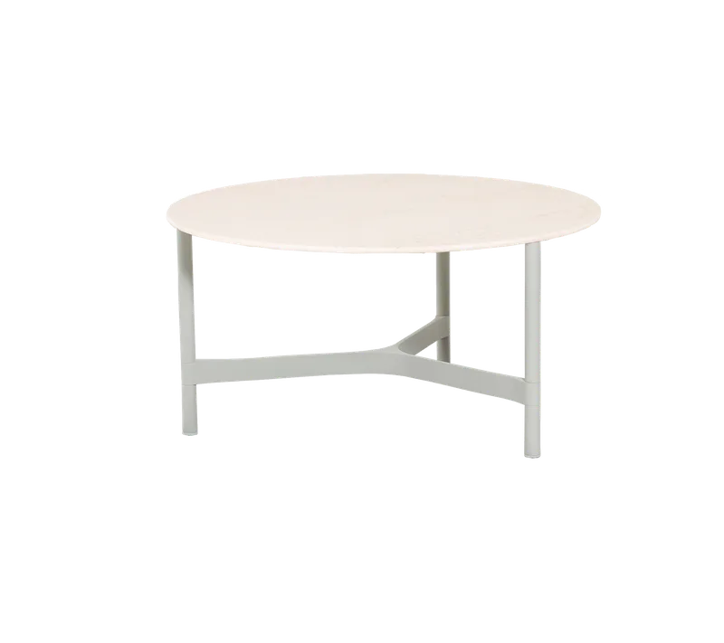 Twist coffee table, large von Cane-line in White, aluminium, Travertine look, Ceramic – Produktfoto
