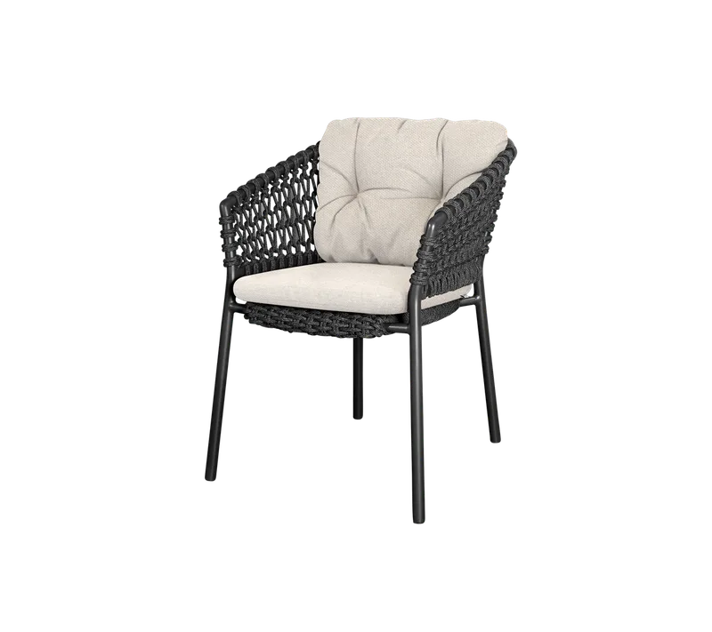Ocean chair by Cane-line in Dark grey, round open Soft Rope, Desert sand, Rise – product photo