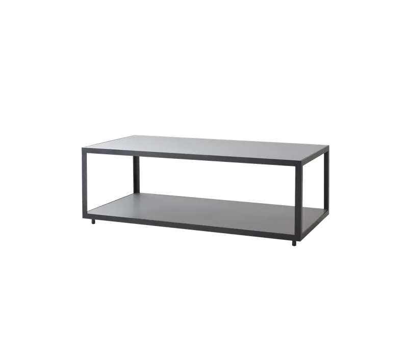 Level coffee table, rectangular van Cane-line in Lava grey, aluminium, Light grey, ceramic, tiles – productfoto
