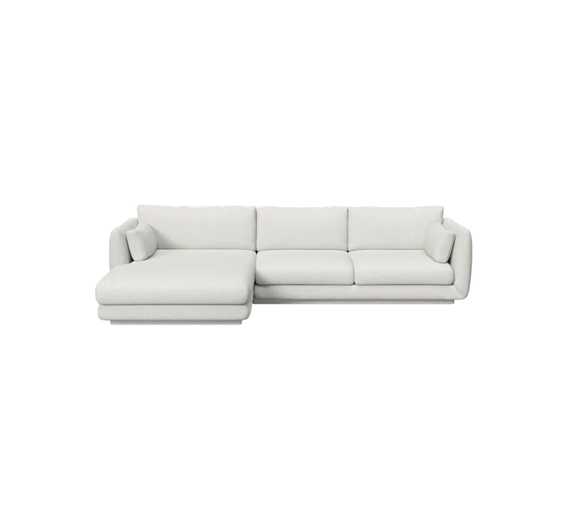 Bloom 2-seater sofa with chaise longue, right and plinth by Cane-line in Light grey, Ambience – product photo
